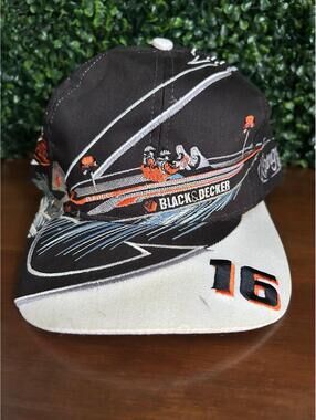 Vintage FLW Tour Hat Black & Decker Fishing Snapback 90s Y2K